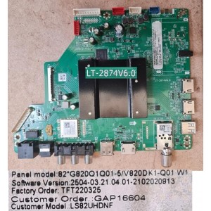 LINSAR LS82UHDNF MAIN BOARD LT-2874V6.0