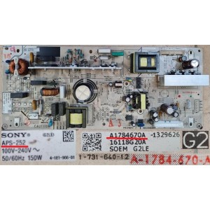 SONY KDL32EX400 POWER G2 BOARD APS-252 1-731-640-12 A1784670A A-1784-670-A